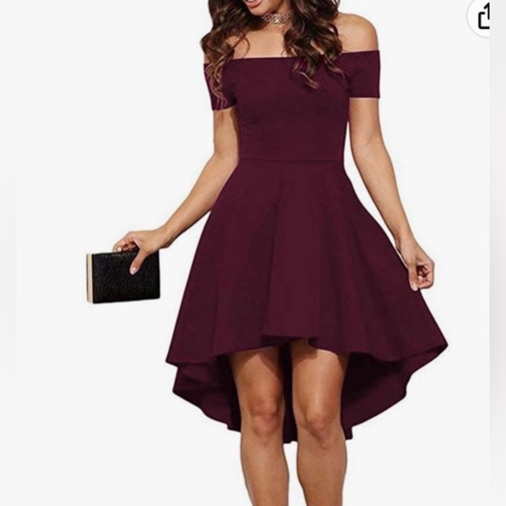Burgundy off the shoulder dress